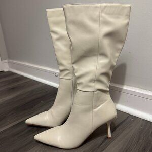 Princess Polly Elodiee Knee High Boots in Cream